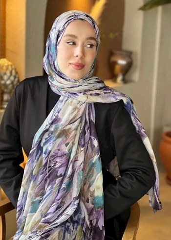 Kadın Mor İpek Görünümlü Bohem Şal