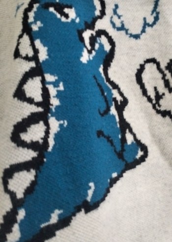 Desenli V Yaka Örgü Kadın Süveter - Görsel 3