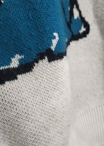 Desenli V Yaka Örgü Kadın Süveter - Görsel 2