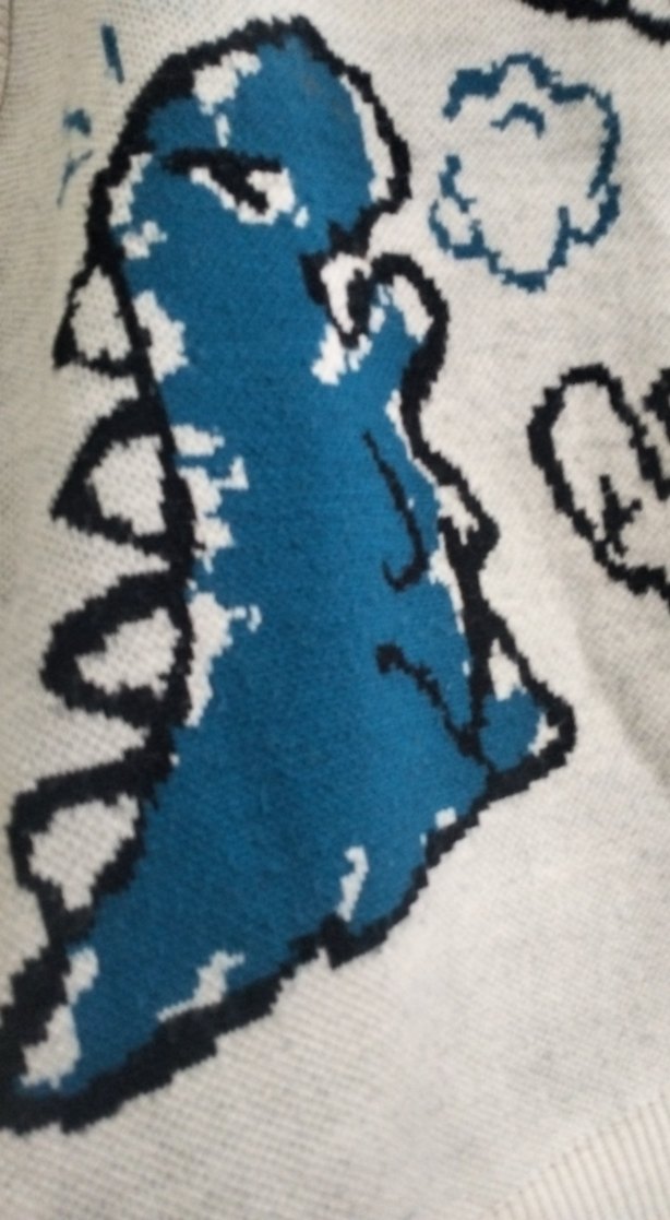 Desenli V Yaka Örgü Kadın Süveter - Görsel 3