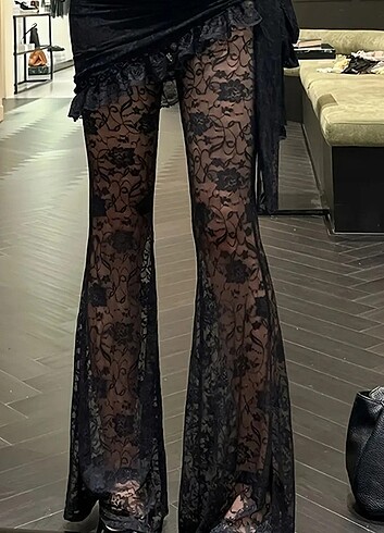 Gotik dantelli şık pantolon - Görsel 5
