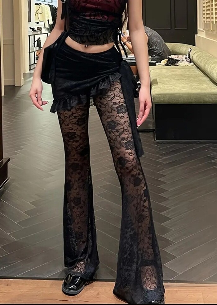Gotik dantelli şık pantolon - Görsel 3