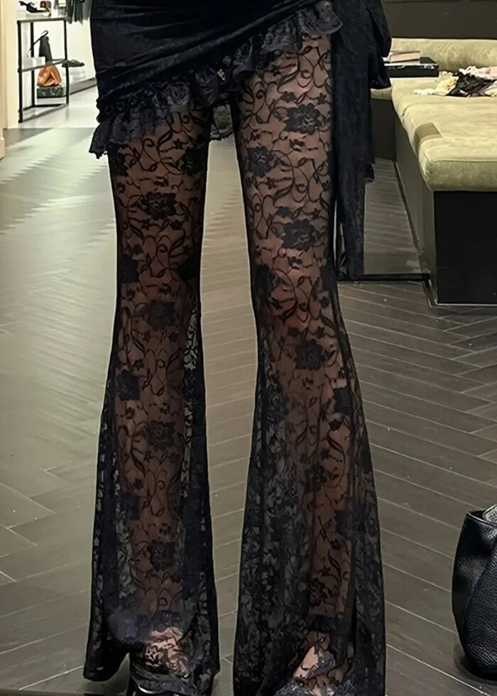 Gotik dantelli şık pantolon - Görsel 5