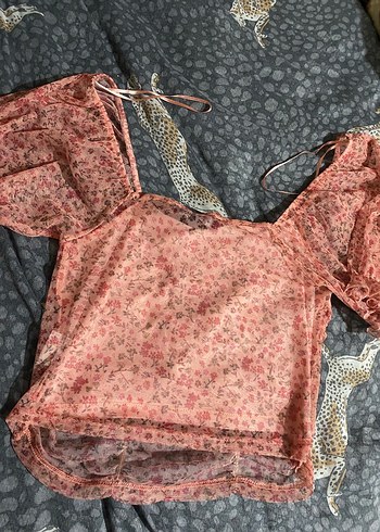 Tül Bohem Crop Bluz - Görsel 3