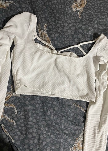 Beyaz Drapeli Uzun Kollu Straplez Bluz - Görsel 3