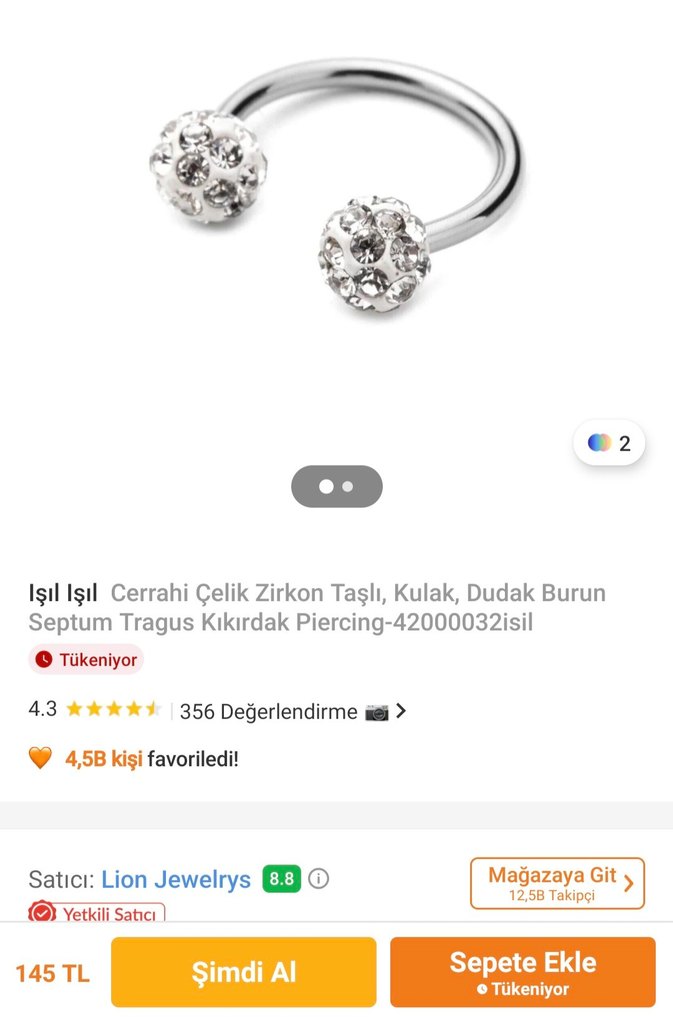 Taşlı Piercing - Görsel 2