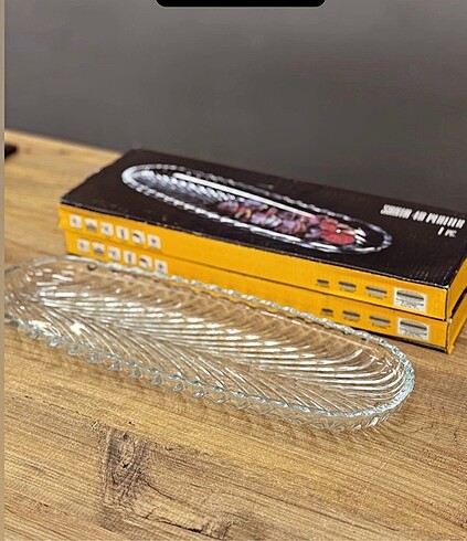 Cam balıksırtı kayık tabak 40 cm
