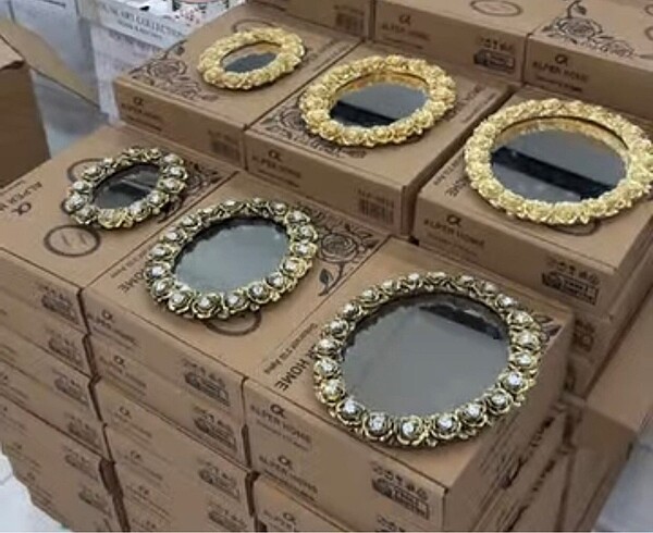 3 lü dekoratif ayna gold ve gümüş