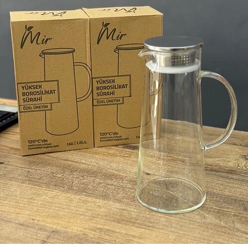 1,8 L prizma cam sürahi 8 adet cam pipet
