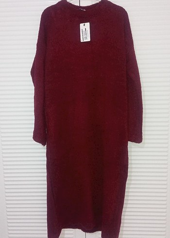 Bordo buklet kışlık elbise - Görsel 2