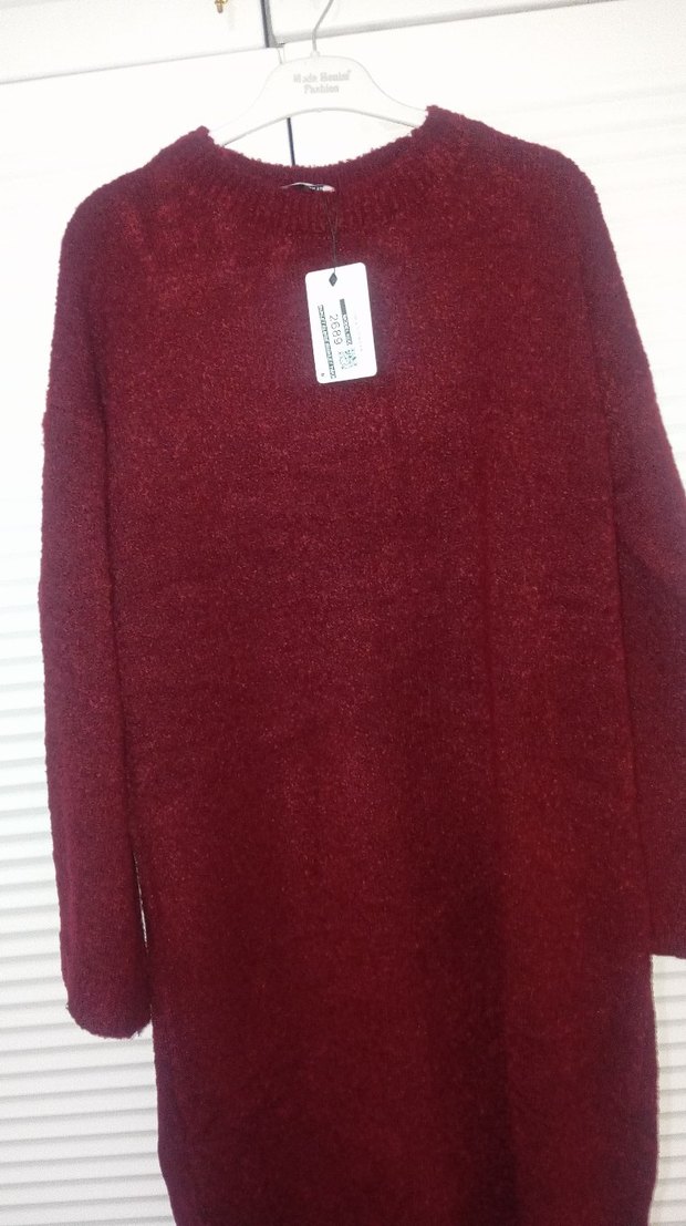 Bordo buklet kışlık elbise - Görsel 3