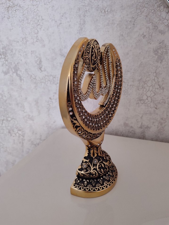 Altın Renkli Parlak Allah Figürü - Görsel 2