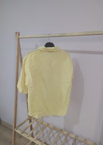 Sarı Keten Mini Kadın Gömlek - Görsel 4