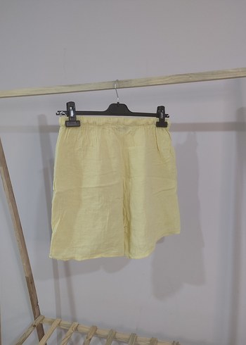 Sarı Keten Mini Kadın Gömlek - Görsel 6