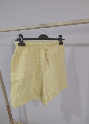 Sarı Keten Mini Kadın Gömlek - Görsel 5