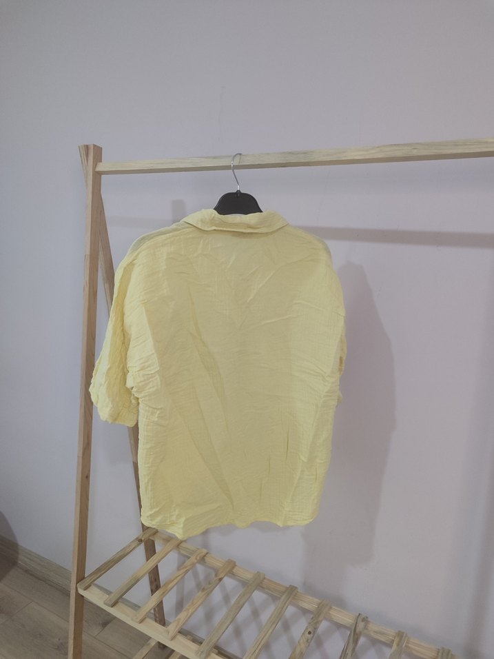 Sarı Keten Mini Kadın Gömlek - Görsel 4