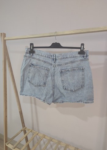 Gri Mavi Bol Kesim Mini Denim Şort - Görsel 2