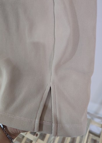 Bej Mini Dar Kesim Etek - Görsel 3