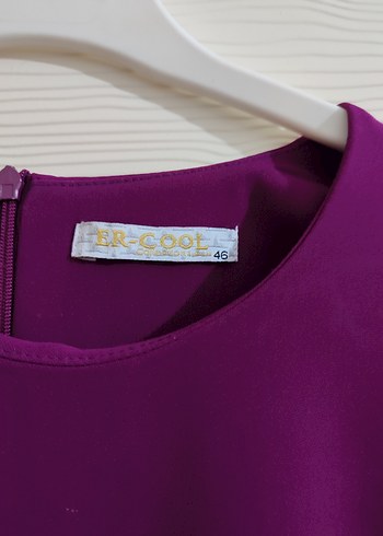 Mor Uzun Drapeli Kadın Elbise - Görsel 3