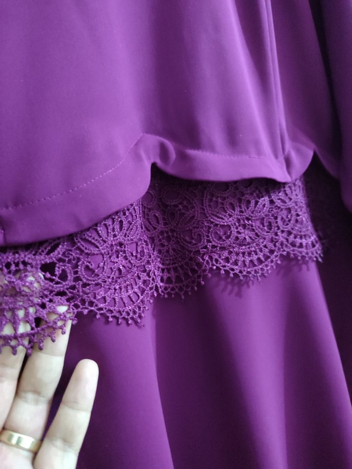 Mor Uzun Drapeli Kadın Elbise - Görsel 2