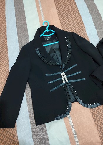 Siyah Uzun Kesim Kadın Takım Elbise - Görsel 2