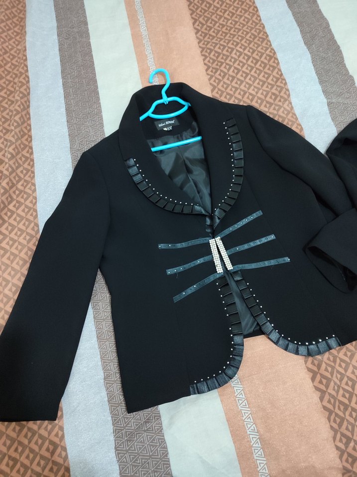 Siyah Uzun Kesim Kadın Takım Elbise - Görsel 2