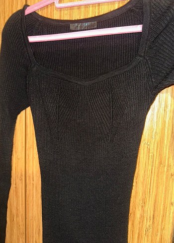 Siyah Uzun Kollu Uzun Elbise - Görsel 2