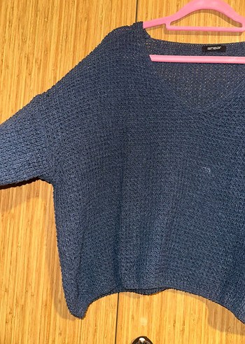 Lacivert Kadın Örgü Salaş Kazak - Görsel 2