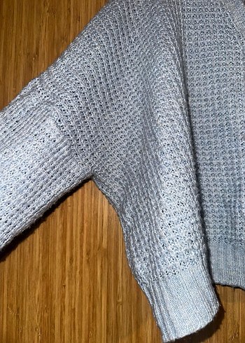 Gri V Yaka Örgü Kadın Hırka - Görsel 4