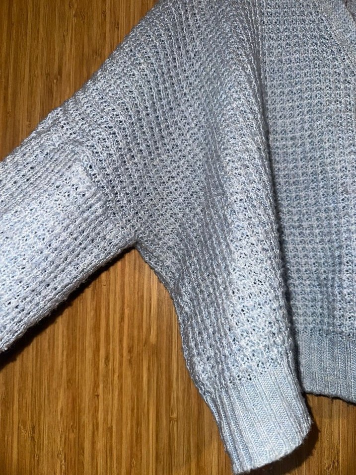 Gri V Yaka Örgü Kadın Hırka - Görsel 4