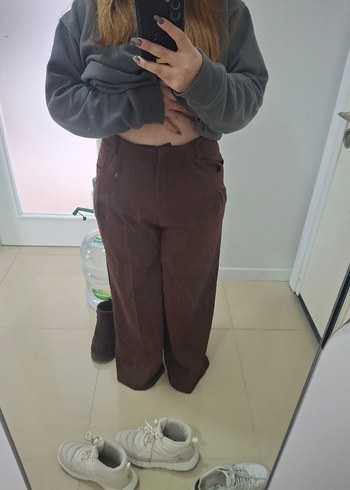 Kadın Kahverengi Salaş Midi Bol Paça Pantolon - Görsel 4