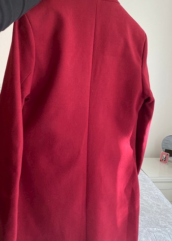 Bordo Midi Kadın Düğmeli Kaşe kaban - Görsel 5