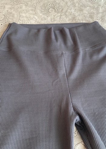 Gri uzun Kadın Tayt fitilli Detaylı - Görsel 2