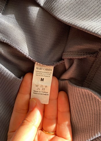 Gri uzun Kadın Tayt fitilli Detaylı - Görsel 3