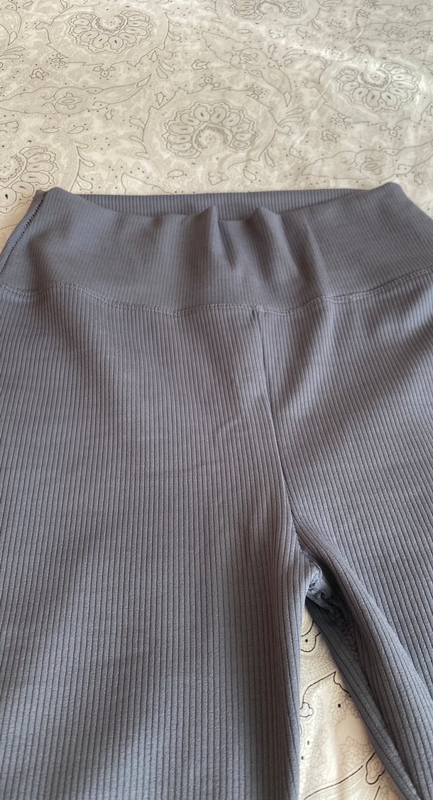 Gri uzun Kadın Tayt fitilli Detaylı - Görsel 2