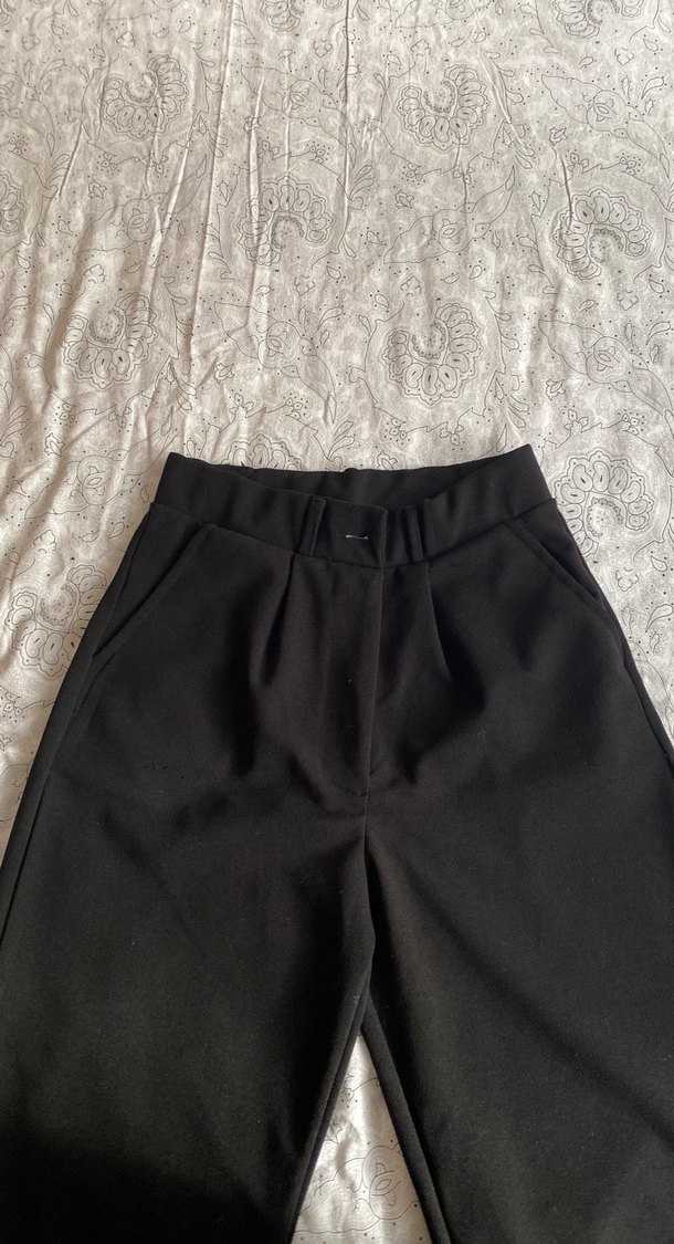 Siyah bol paça likralı pantolon - Görsel 2