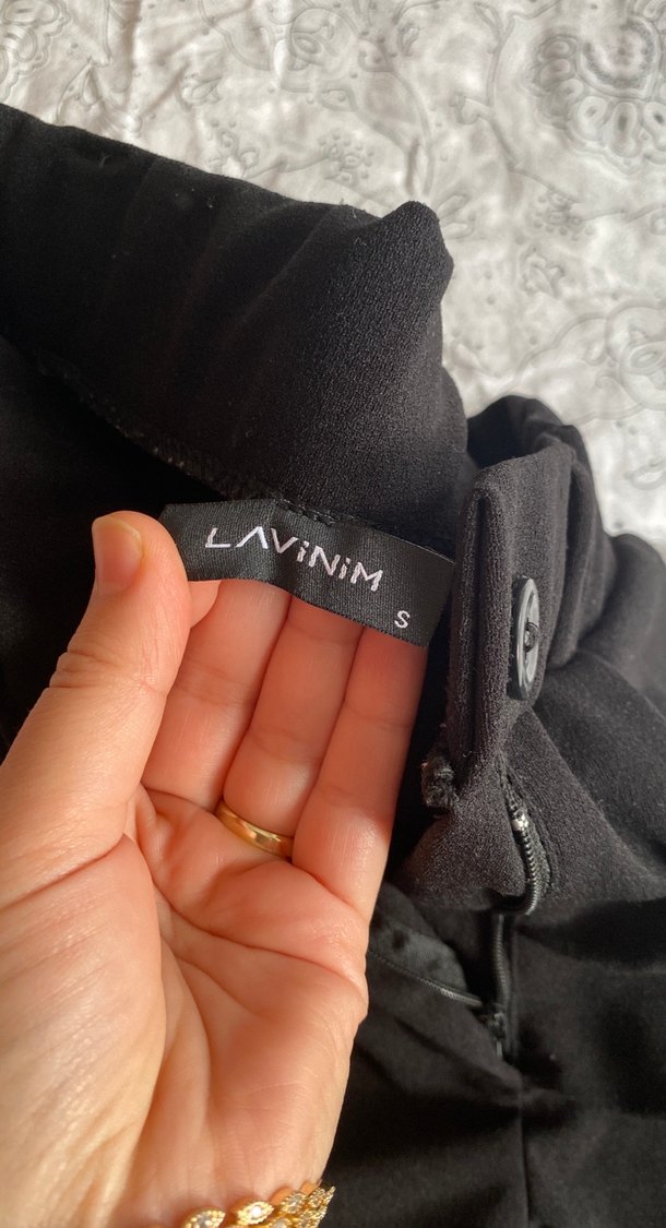 Siyah bol paça likralı pantolon - Görsel 3