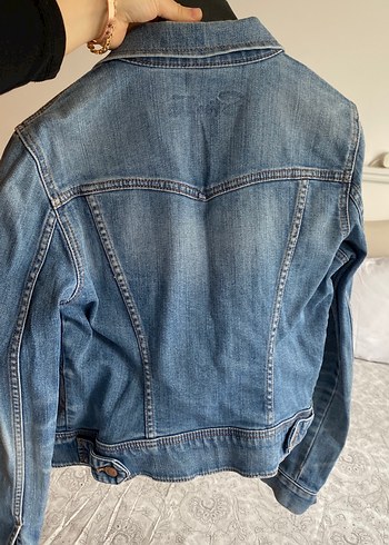 Düğmeli Kadın Mavi kot Ceket - Görsel 5