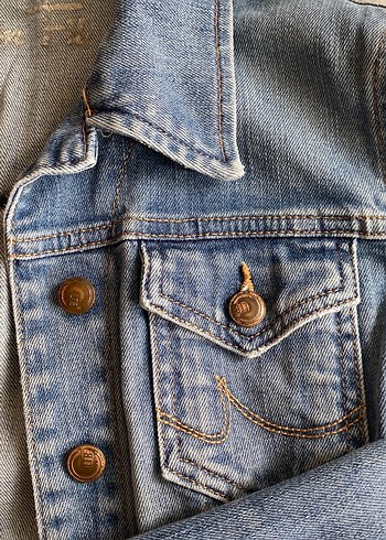 Düğmeli Kadın Mavi kot Ceket - Görsel 4