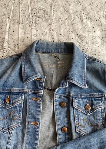 Düğmeli Kadın Mavi kot Ceket - Görsel 3