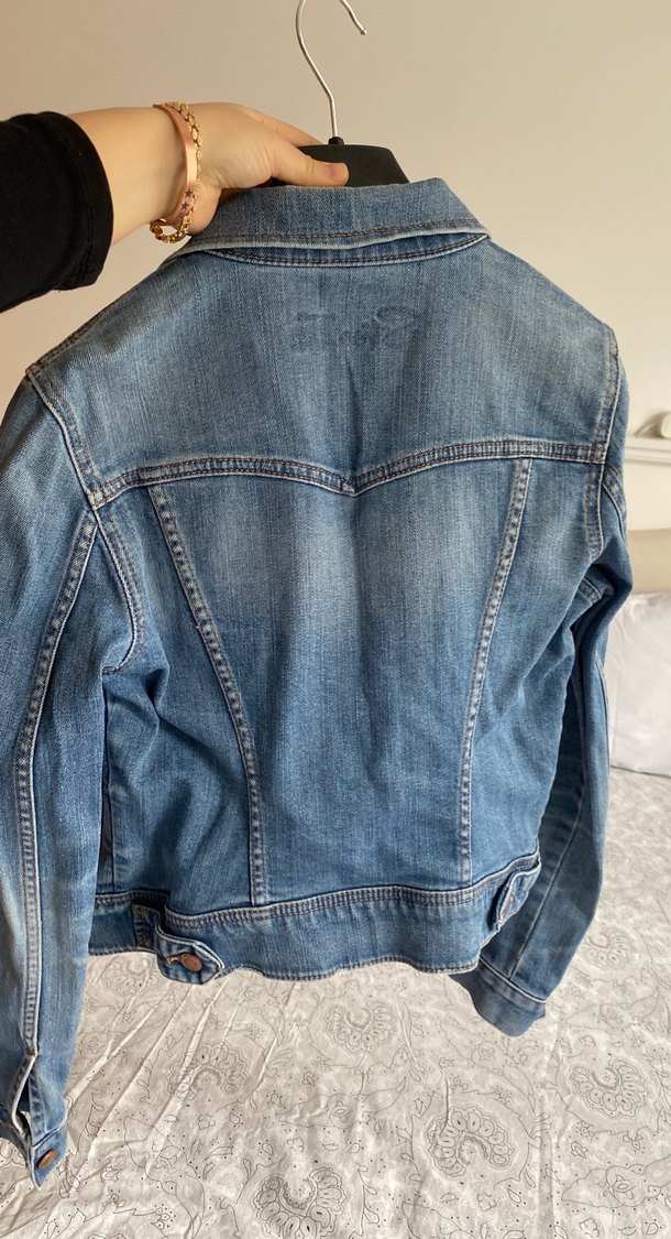 Düğmeli Kadın Mavi kot Ceket - Görsel 5