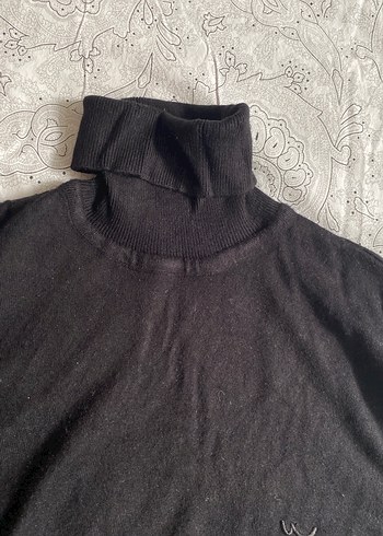 Siyah uzun  Kollu Erkek Boğazlı ince triko  Kazak - Görsel 3