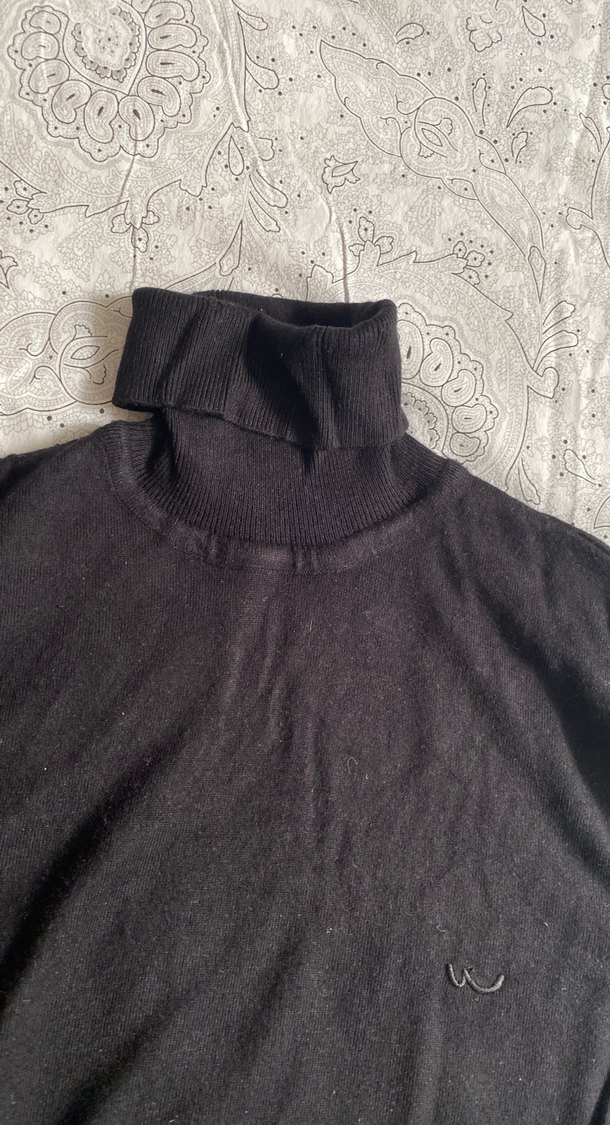 Siyah uzun  Kollu Erkek Boğazlı ince triko  Kazak - Görsel 3