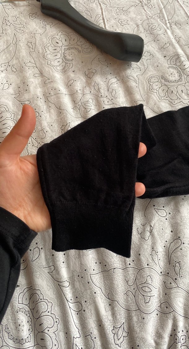 Siyah uzun  Kollu Erkek Boğazlı ince triko  Kazak - Görsel 2