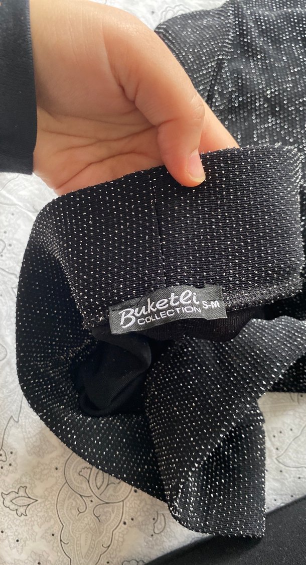 Simli bol paça dökümlü pantolon - Görsel 5