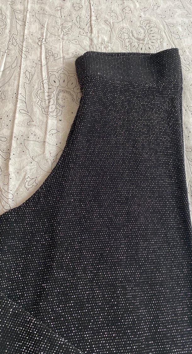 Simli bol paça dökümlü pantolon - Görsel 2