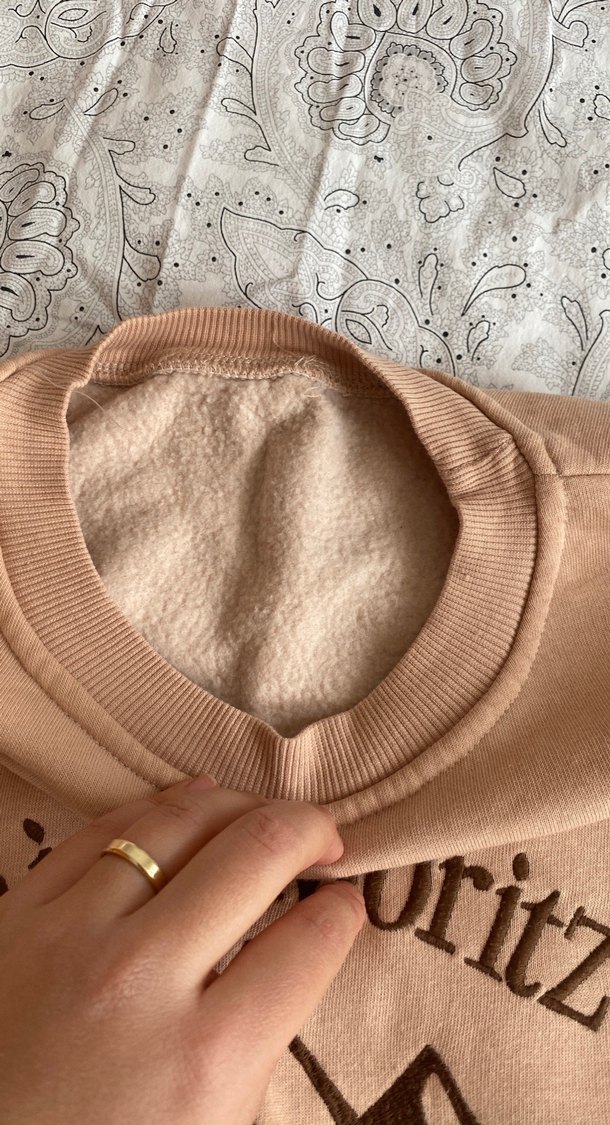 Kadın oversize kesim içi Polarlı sweatshirt - Görsel 4