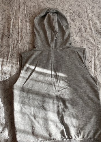 Kapüşonlu Gri  kapitone Kadın Yelek - Görsel 4