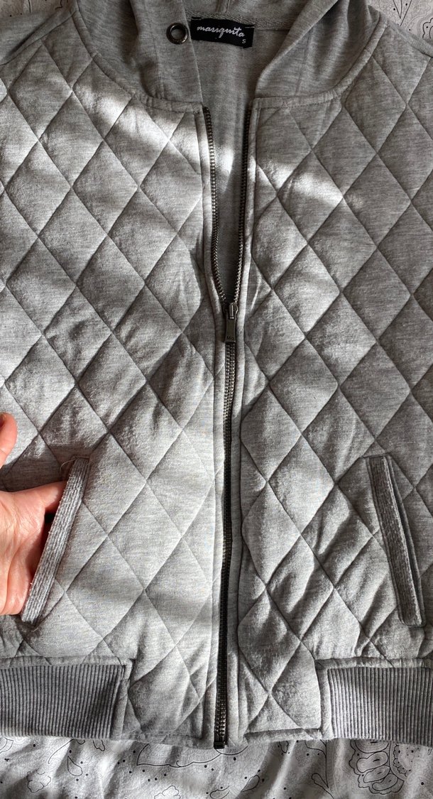 Kapüşonlu Gri  kapitone Kadın Yelek - Görsel 2