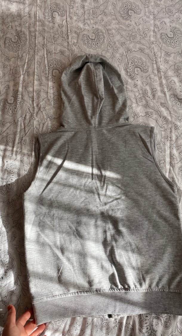 Kapüşonlu Gri  kapitone Kadın Yelek - Görsel 4